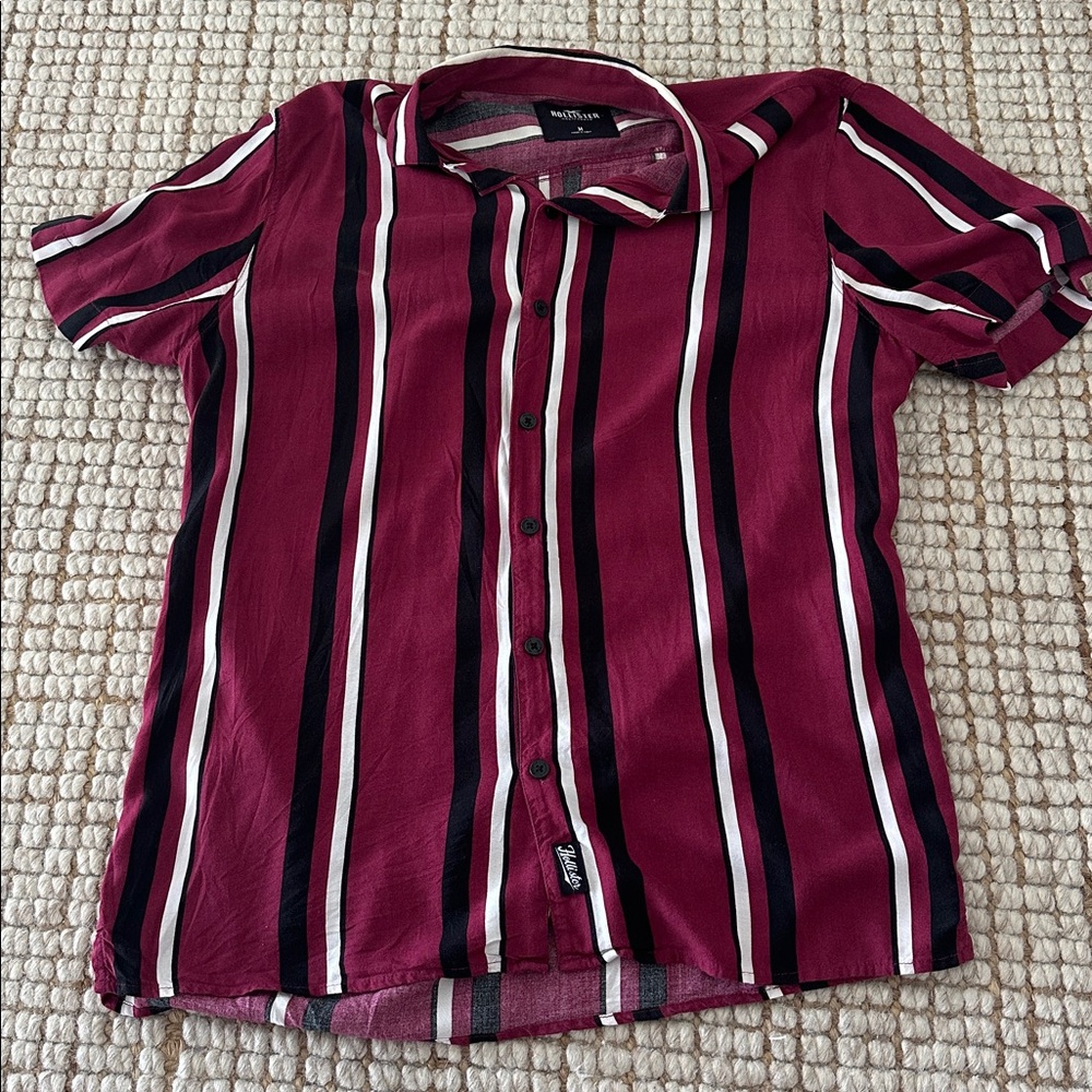 Hollister Red and Black Striped Shirt